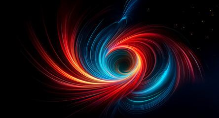Aufkleber - vibrant streaks of red and blue light swirl and converge in an abstract spiral design against a star