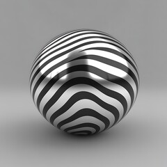 Poster - A shiny sphere featuring black and white wavy striped patterns