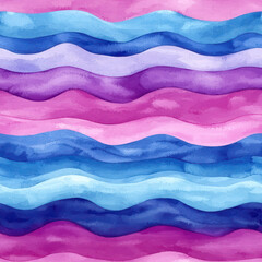 Wall Mural - Seamless pattern Vibrant watercolor seamless pattern with wavy gradient lines in pink, purple, and blue tones, Seamless pattern for textile and tile decoration