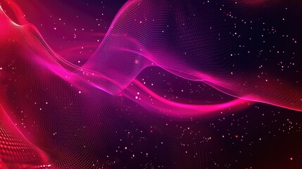 Poster - Vibrant Abstract Waves in Pink and Purple Tones with Starry Background