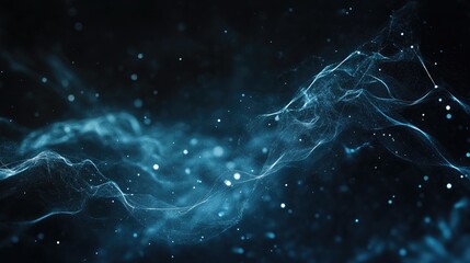 Poster - Ethereal Blue Abstract Background with Particles and Flowing Light