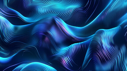 Poster - Vibrant abstract cosmic waves in warm tones, blue and purple creating a background, futuristic neon technology with glowing ascending lines,  dynamic curves and bright light abstract design. 