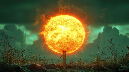 Wall Mural - the sun on a wooden stick.