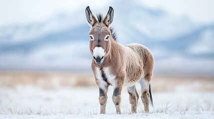 Wall Mural - Mule in snowy landscape