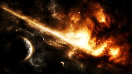 Wall Mural - A stunning image of vibrant nebulae and planets in space