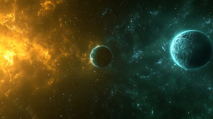 Wall Mural - Celestial bodies and cosmic nebulas drift through the starry expanses