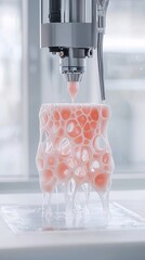 Poster - 3D food printer crafting intricate shapes for a gourmet dish, food innovation, cutting-edge cooking technology