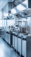Poster - close-up of digital sensors monitoring food safety in a commercial kitchen, food safety, tech-enhanc