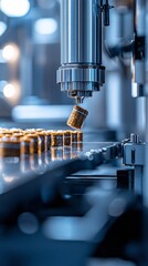 Poster - Close-up of a plant-based protein bar being manufactured in an automated line, food innovation, high-tech production