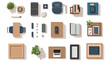 © suldev - Office Top View Vector Elements Set. Kit for a workspace  apartment  house  or office plan
