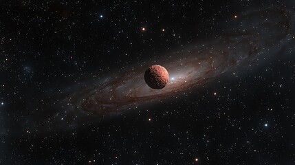 Wall Mural - A textured sphere hovers in a bright galaxy against starlit darkness