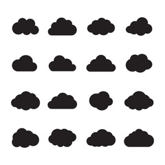 Poster - Cloud silhouette icon set. Cloud vector collection. Black silhouette of simple shapes. Cloud set. vector illustration