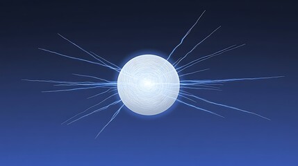 Poster - A glowing sphere with radiating lines of electric blue light