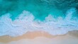 © mh - Turquoise Ocean Waves Crashing on Sandy Beach Aerial View Coastline