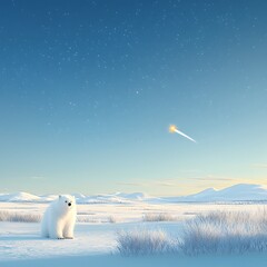 polar bear watching meteor shower for arctic.