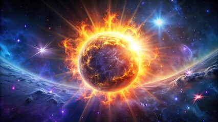 Wall Mural - fiery celestial body exploding in a cosmic dance of light and energy