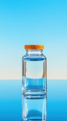 Poster - Captivating resinous bottle reflection studio setting photographic art eye-level perspective realistic presentation