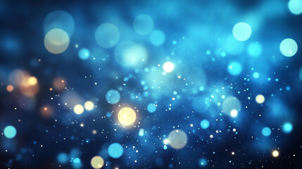 Poster - Blue color bokeh lights background blurred circle shapes, glowing lights creating a beautiful abstract background, bokeh defocused abstract design for decor and event.