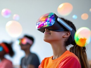 Leinwandbilder - Immersive Learning Revolution Next-Gen AR Education Experience for Gen Z - Interactive Digital Engagement Transforming Classroom Dynamics with Cutting-Edge Technology