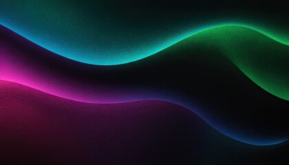 Poster - A black background with a blue and purple wave design.
1