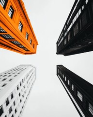 Aufkleber - Geometric Urban Minimalism Avant-Garde Architectural Perspective Revealing Modern City Design Dynamics in High-Contrast Color Blocking