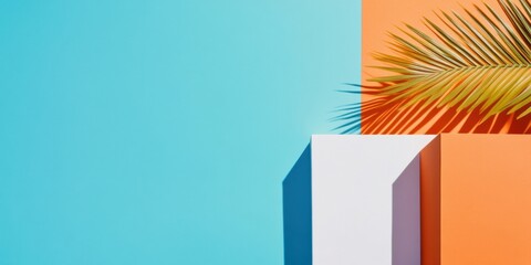 Poster - Minimalist Geometric Color Block Design Vibrant Tropical Palm Aesthetic for Modern Branding, Digital Marketing, and Creative Visual Storytelling