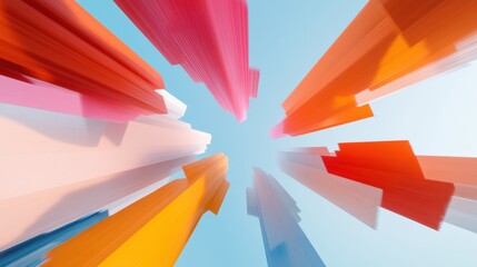 Fototapete - Dynamic Digital Convergence Abstract Technological Growth Visualization with Radiant Color Spectrum - Innovative Business Transformation and Strategic Scaling Concept