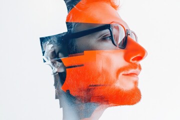 Poster - Geometric Digital Identity Vibrant Multiexposure Profile Revealing Innovative Tech Persona - Creative Professional Branding and Futuristic Personal Storytelling