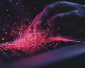 Fototapete - Cybernetic Flux Immersive Digital Transformation Visualizing AI-Driven Data Interaction with Quantum Aesthetic - Next-Gen Technology Marketing Imagery