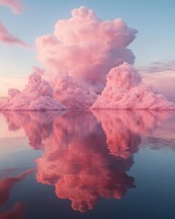 Poster - Dreamy Pastel Cloudscape Serene Atmospheric Digital Art Visualizing Climate Mindfulness and Ethereal Environmental Meditation Landscape
