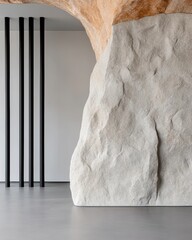 Aufkleber - Minimalist Architectural Narrative Textural Stone Wall with Sleek Vertical Lines - Contemporary Design Exploring Spatial Harmony and Organic Materiality