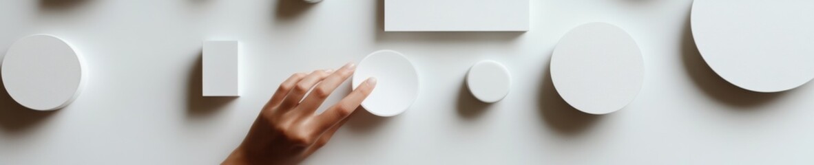 Aufkleber - Minimalist Digital Interface Innovation Tactile UX Design Exploring Interactive Spatial Geometry with Human-Tech Touchpoint in Monochromatic Workspace