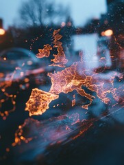 Poster - Luminous Europe Digital Connectivity Mapping Reveals Intricate Network Dynamics in Glowing Geospatial Innovation for Global Business Intelligence