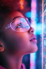 Poster - Cyberpunk Youth Wellness Neon-Reflected Mindfulness in Gen Z Digital Aesthetic - Immersive Sensory Experience for Creative Technology Inspiration