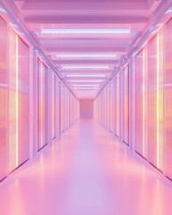 Leinwandbilder - Ethereal Digital Nexus Immersive Cloud Computing Infrastructure with Pastel Gradient Symmetry - Next-Gen Data Center Visualization for Innovative Tech Branding