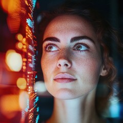 Leinwandbilder - Immersive Tech Vision Empowered Professional Navigating Digital Transformation with Innovative AR Visualization, Next-Gen Career Strategy and Emotional Intelligence Insight