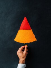 Poster - Minimalist Marketing Pyramid Dynamic Color Block Strategy Visualization with Human Interaction - Innovative Business Conceptualization in Digital Age Design