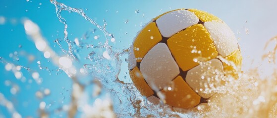 Aufkleber - Hyper-Dynamic Sports Performance Explosive Soccer Ball Impact with Water Splash - Cutting-Edge Athletic Motion Visualization for Digital Marketing and Training Innovation