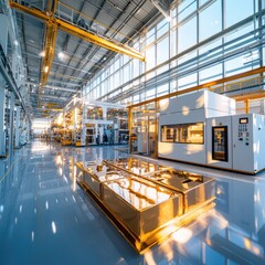 Poster - Energy conservation overview efficient machinery in a bright factory environment