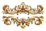 Gold ornate baroque style decorative elements on black background isolated on transparent background