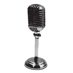 Poster - vintage microphone halftone grunge vector design element