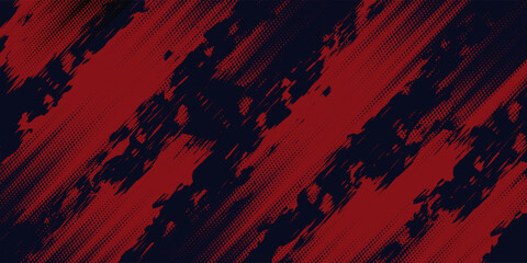 Wall Mural - Red halftone dots blue color pattern gradient grunge texture background. Dot pop art comic sport style vector illustration. Eps10