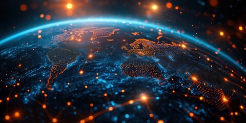 Poster - Digital Earth Visualization with Network Connections and Glowing Nodes