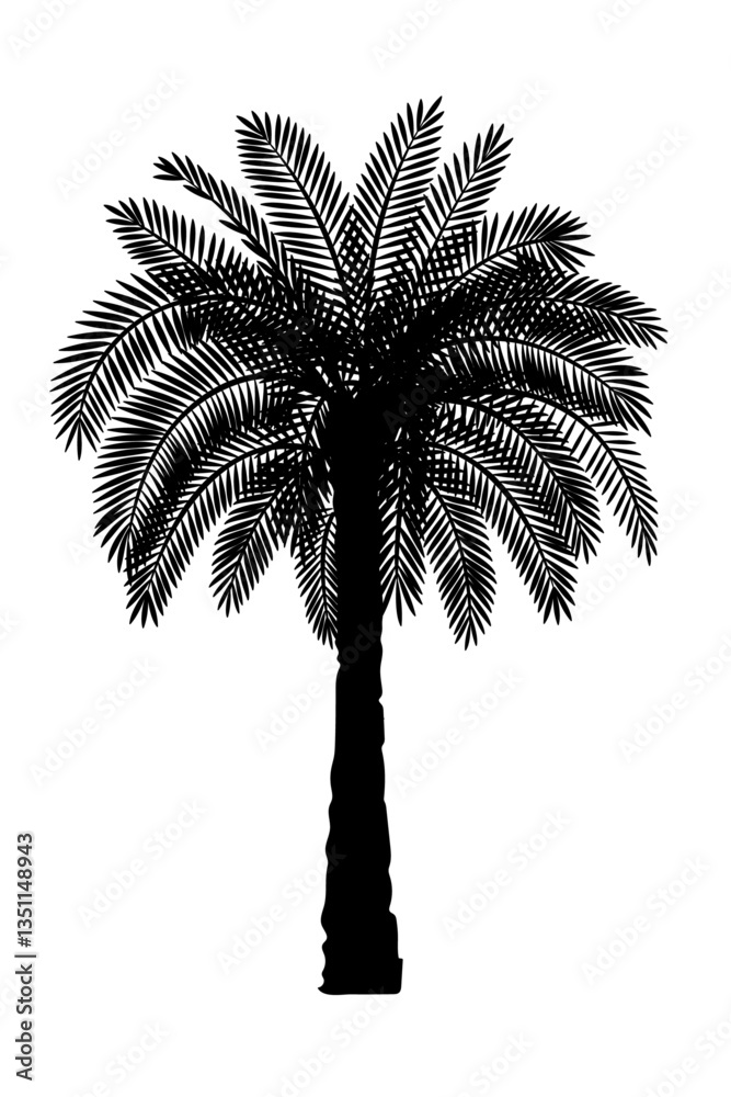 vector black palm tree. Clip art isolated on transparent background ...