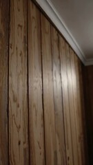 Poster - Rainbow light play on wooden wall panels with moving reflection effects