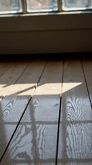 Poster - Sunlight shifting across wooden floor in bright minimalist room