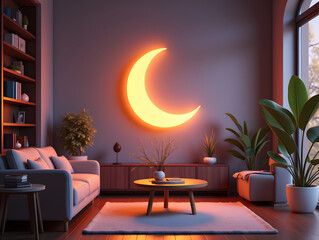 Wall Mural - fantasy healing small fresh scene world autism sun moon illustration
