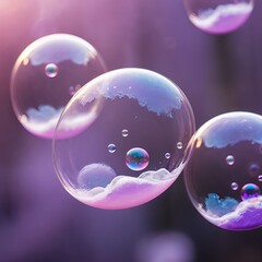 Wall Mural - Floating Bubbles in Purple Light