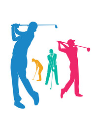 Wall Mural - great modern editable vector simple golfer poses design for any media