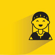 © bigpa - girl character icon with shadow on yellow background